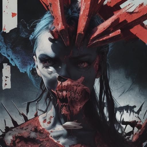 Dark Body Horror with Spikes and Sutures