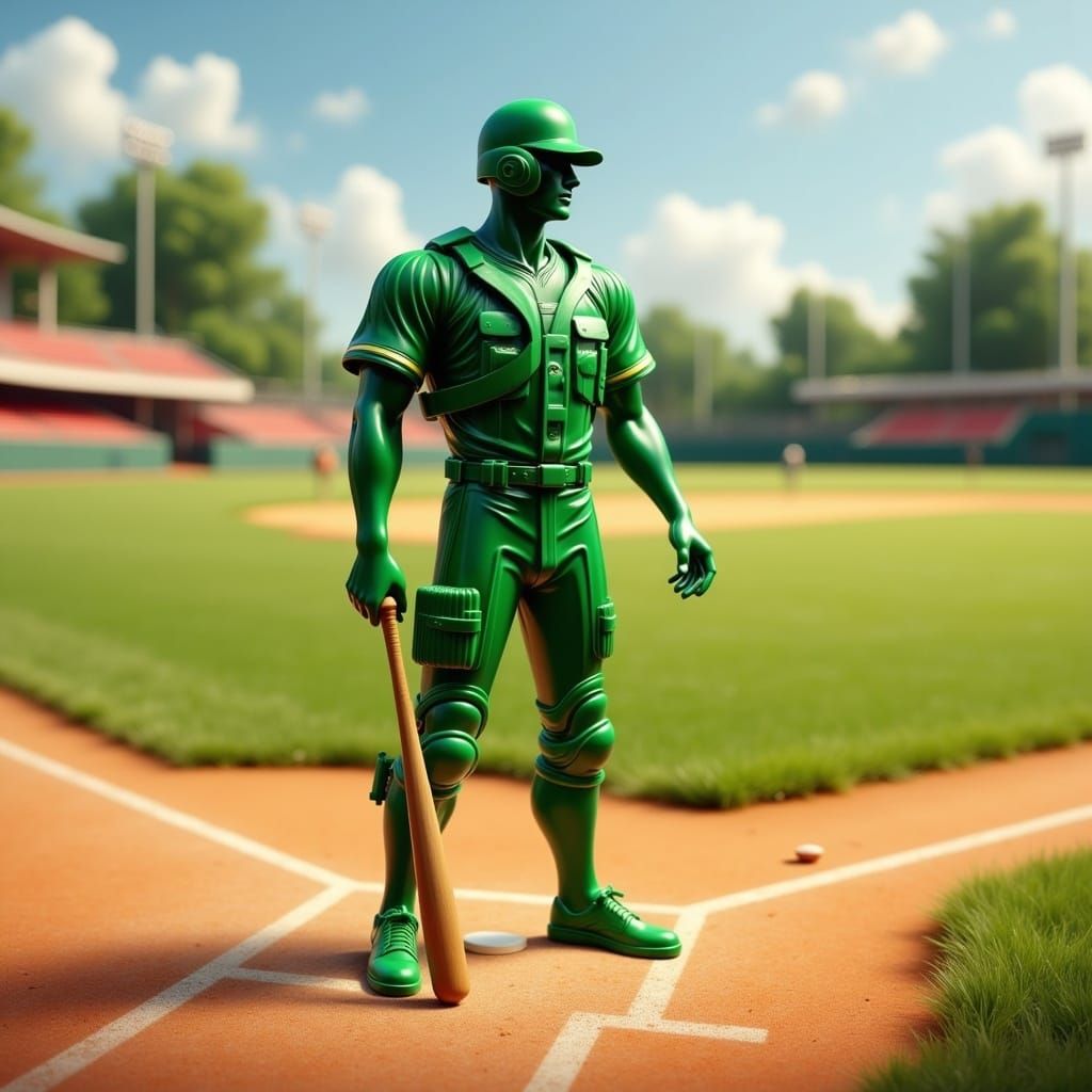 Toy Soldier as Baseball Umpire, Comic Art Style