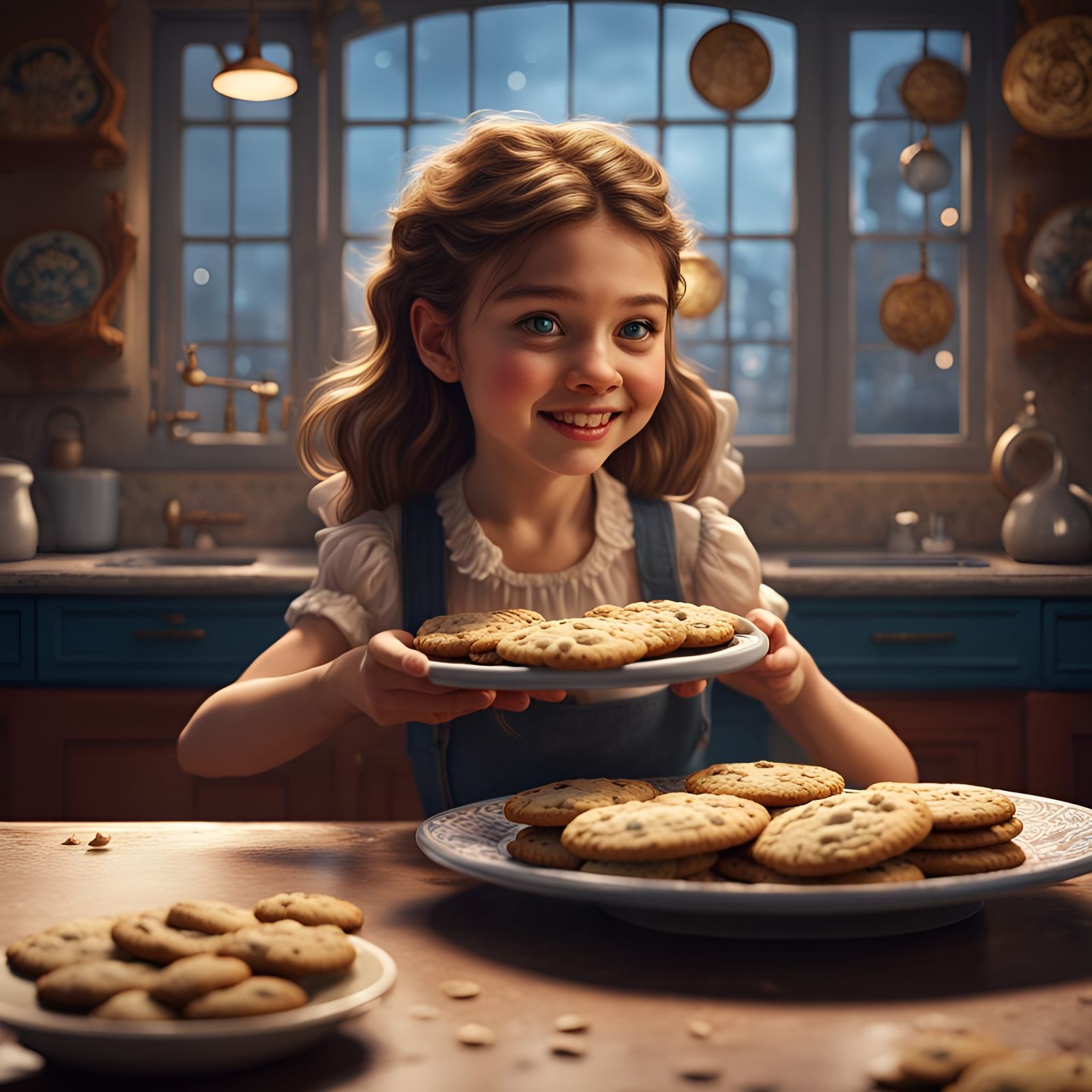 Girl Stealing Cookie in Pop Art Style