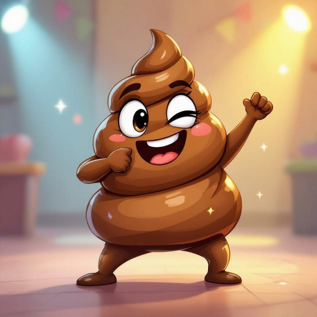 Cartoon Poop Character Does the Dab Dance Move