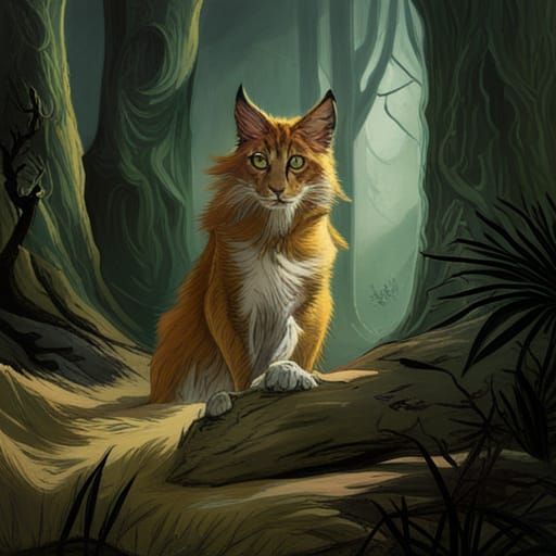 Terrifying Feline in a Dark Fantasy Horror Style