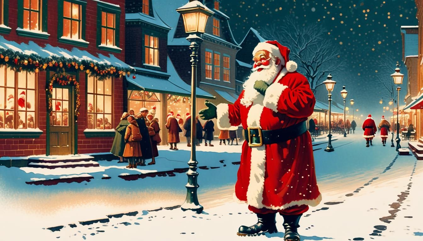 Jolly Santa Claus in a Vintage Winter Wonderland