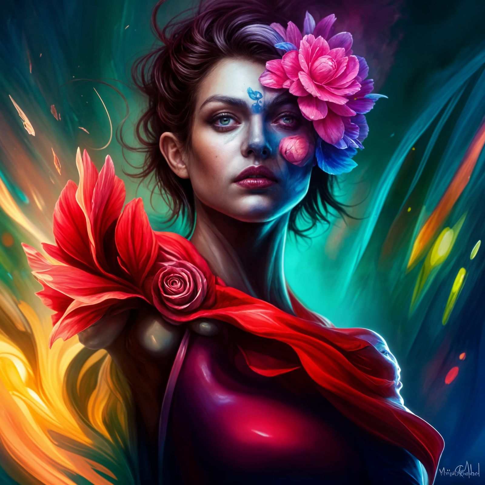 Flower Mutant Cult Leader Portrait in Ethereal Fantasy Style