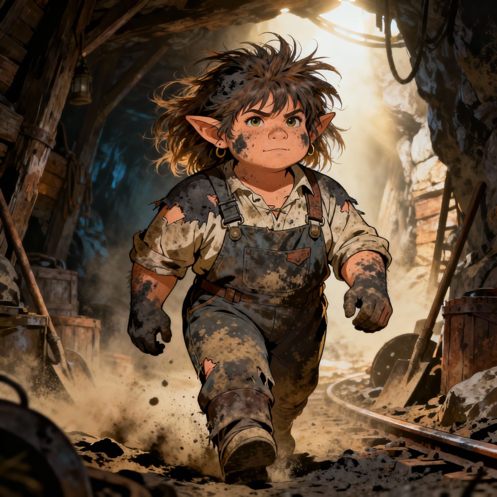 Dwarf Miner in Wild West Mine, Anime Style