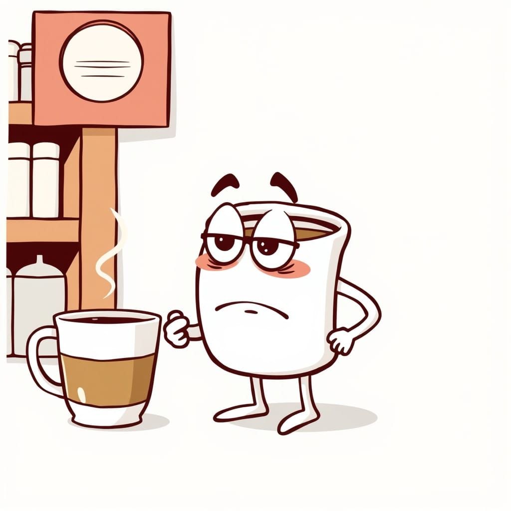 Coffee Character Seeks Coffee Gift in Charles Schulz Style