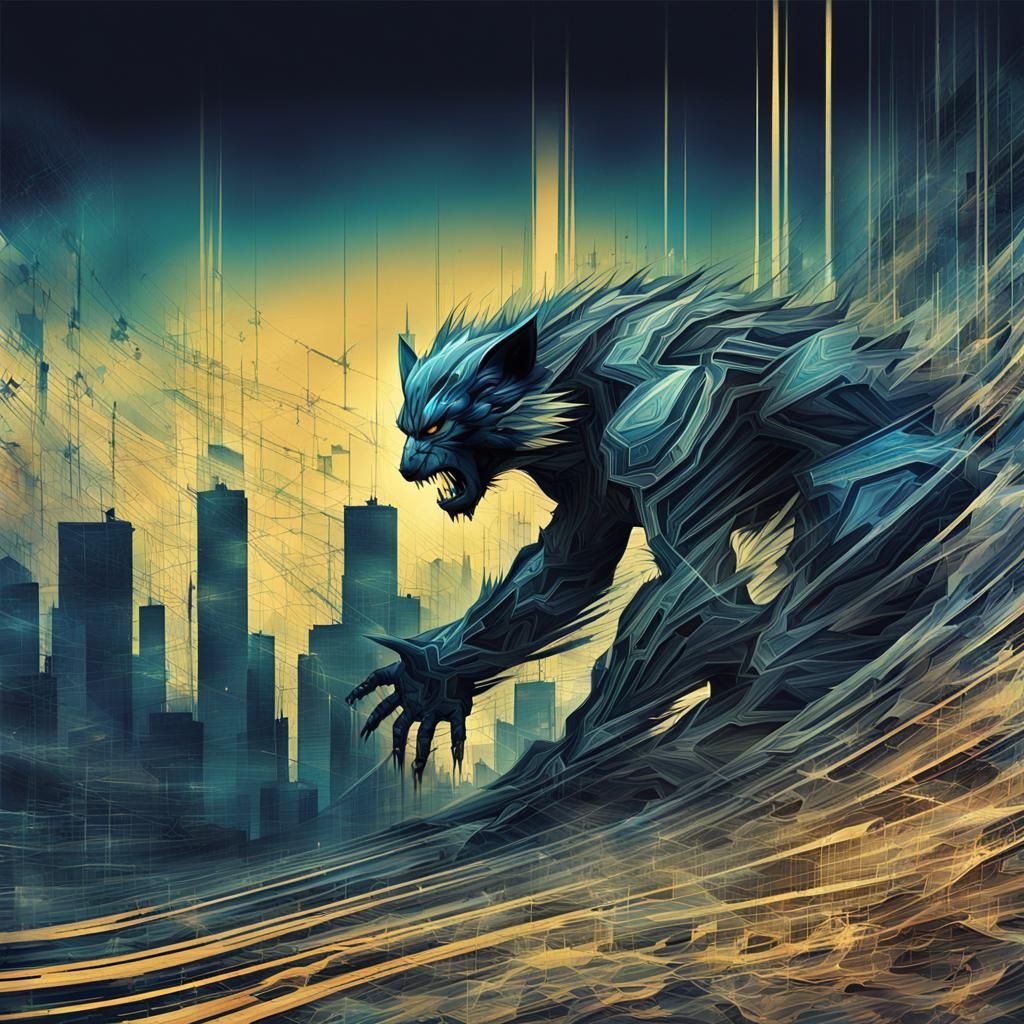 Electric Shadow Wolverine in Watercolor Style