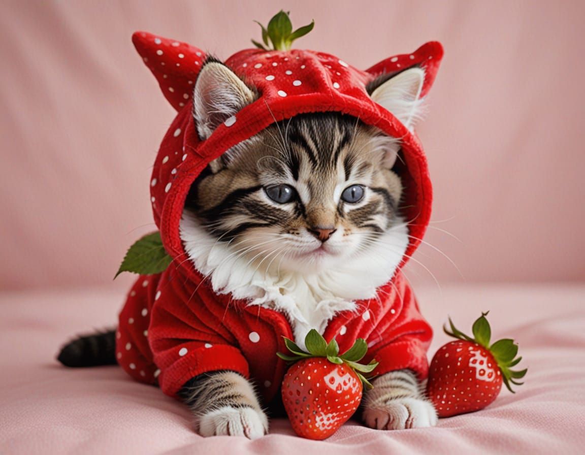 Sweet Strawberry Kitty Slumbers