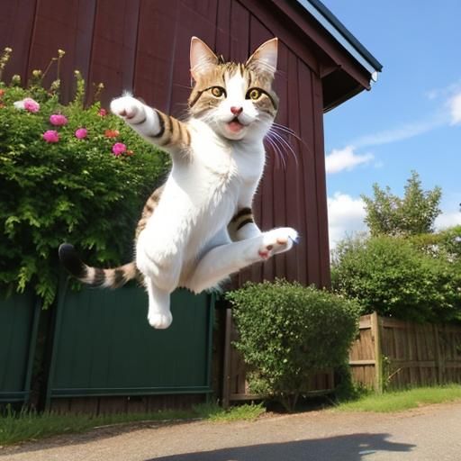 Energetic Cat Mid-Jump