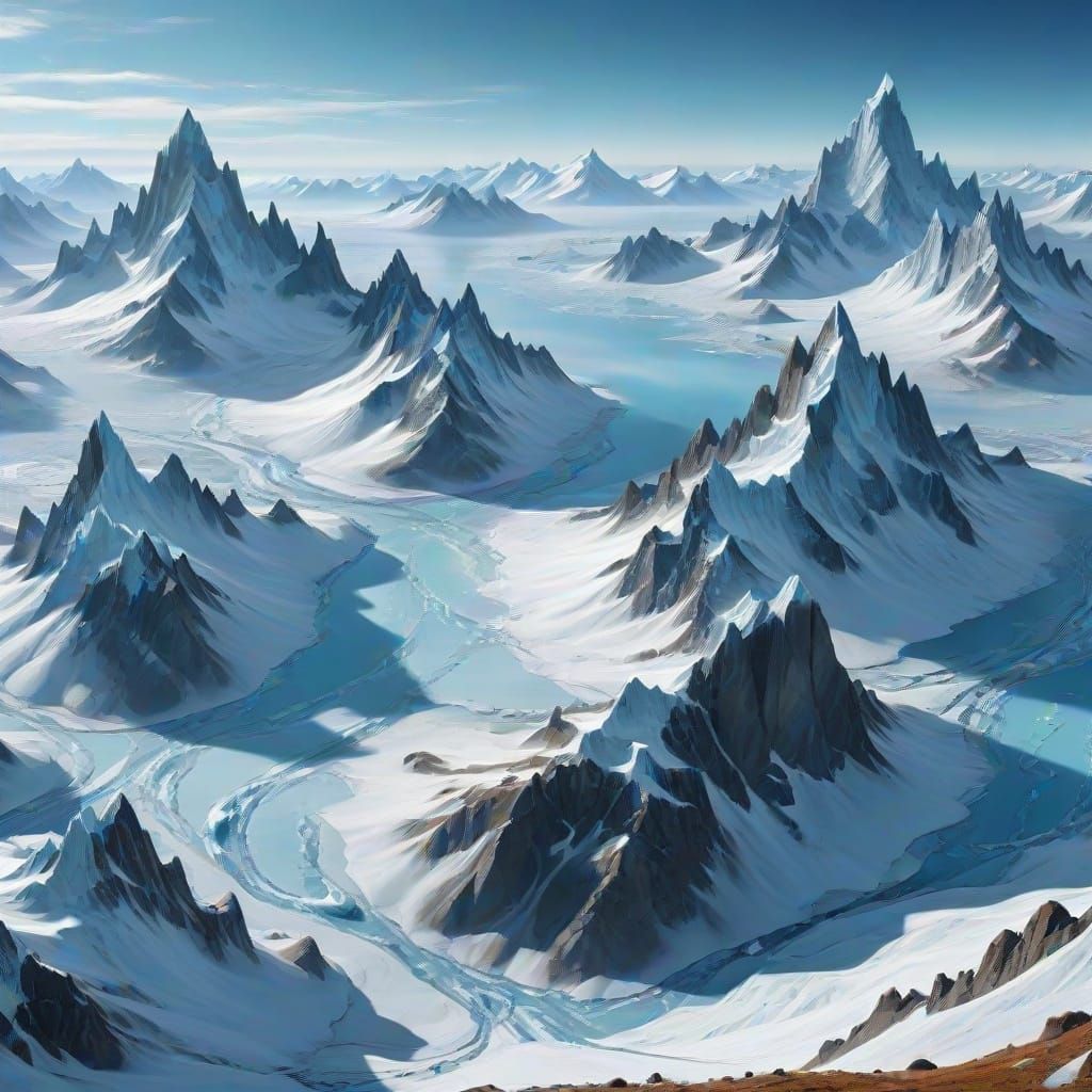 Icy Exoplanet Landscape in Digital Painting Style
