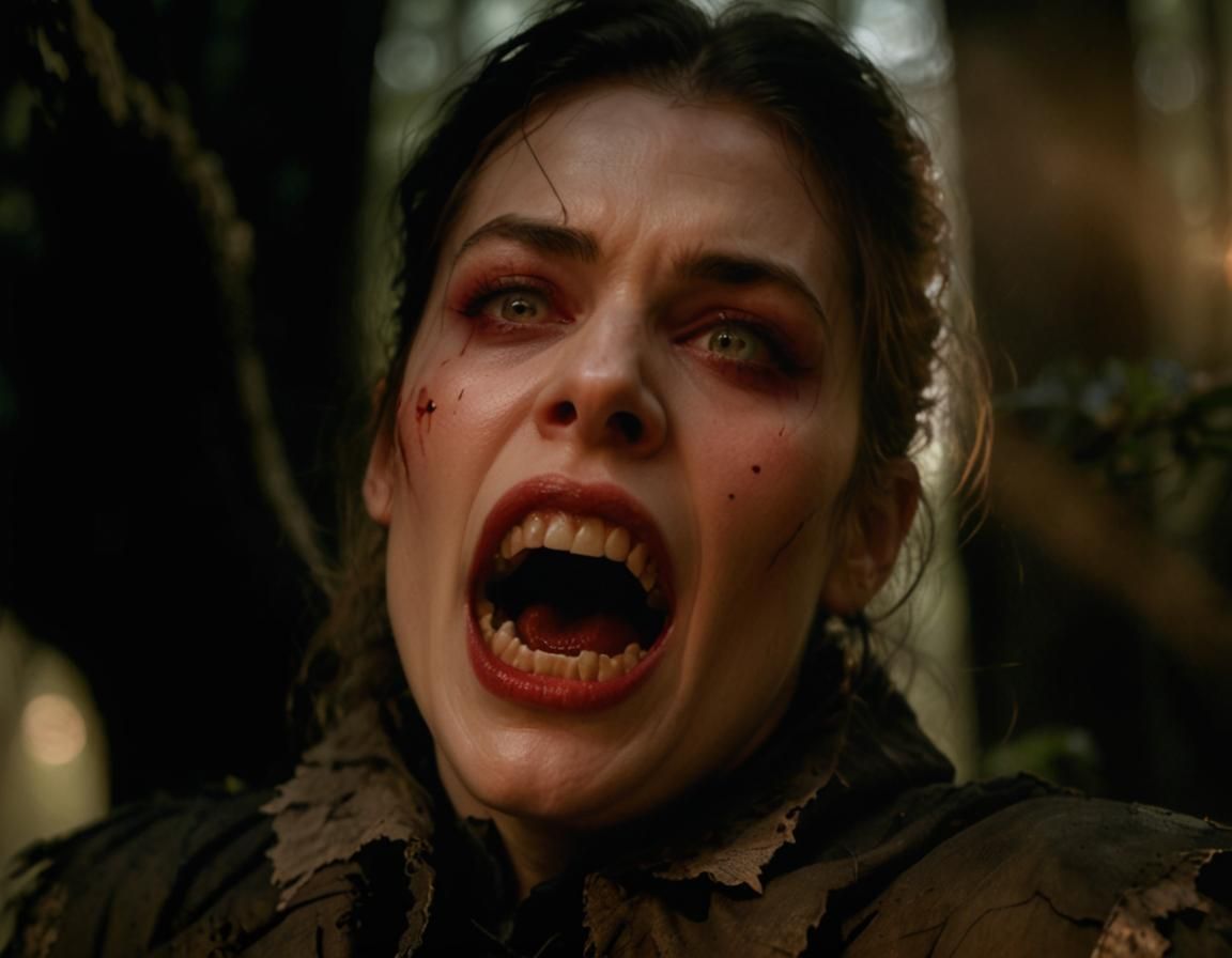 Gothic Vampire Queen in Dark, Misty Forest