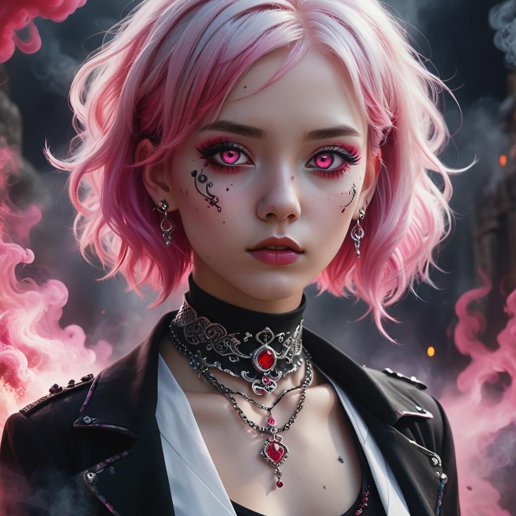 Pink-Haired Girl Portrait in Fantasy Concept Art