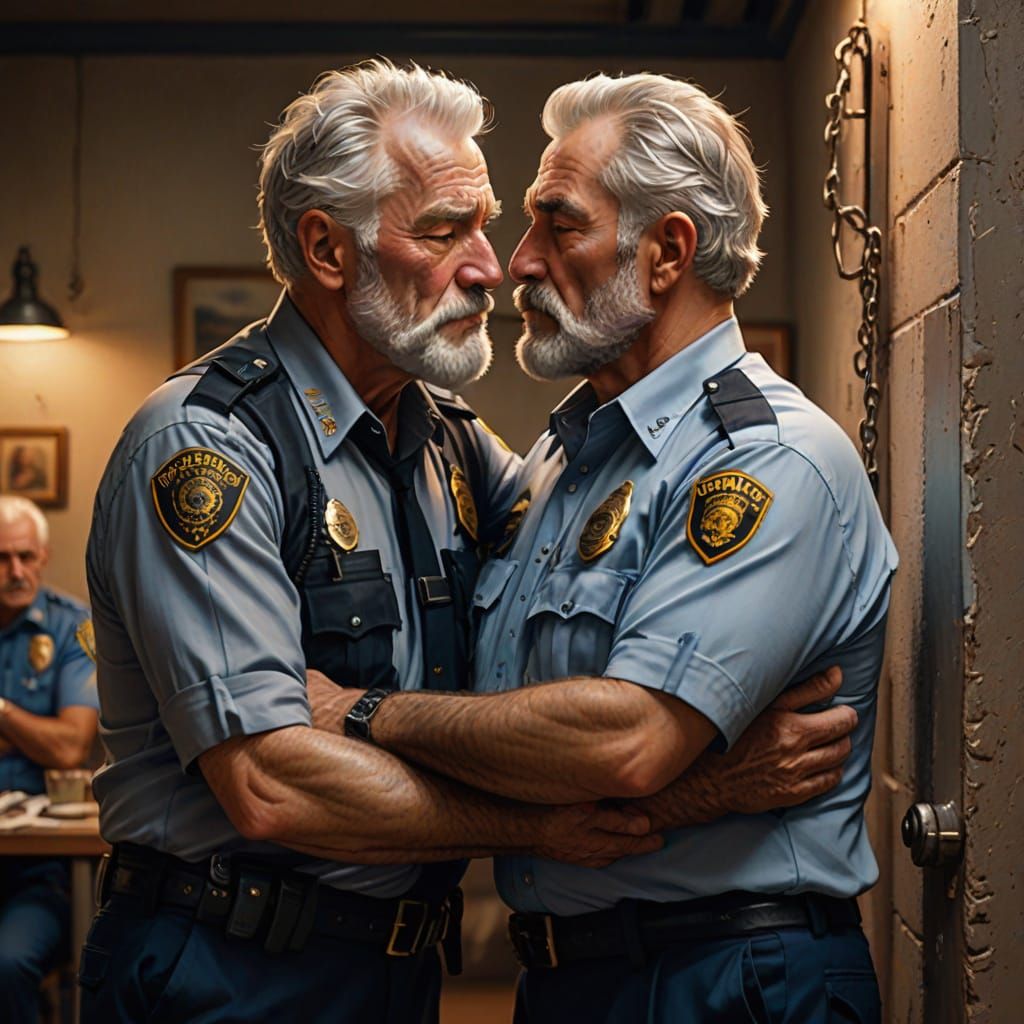 Passionate Kiss: Old Men in Police Station