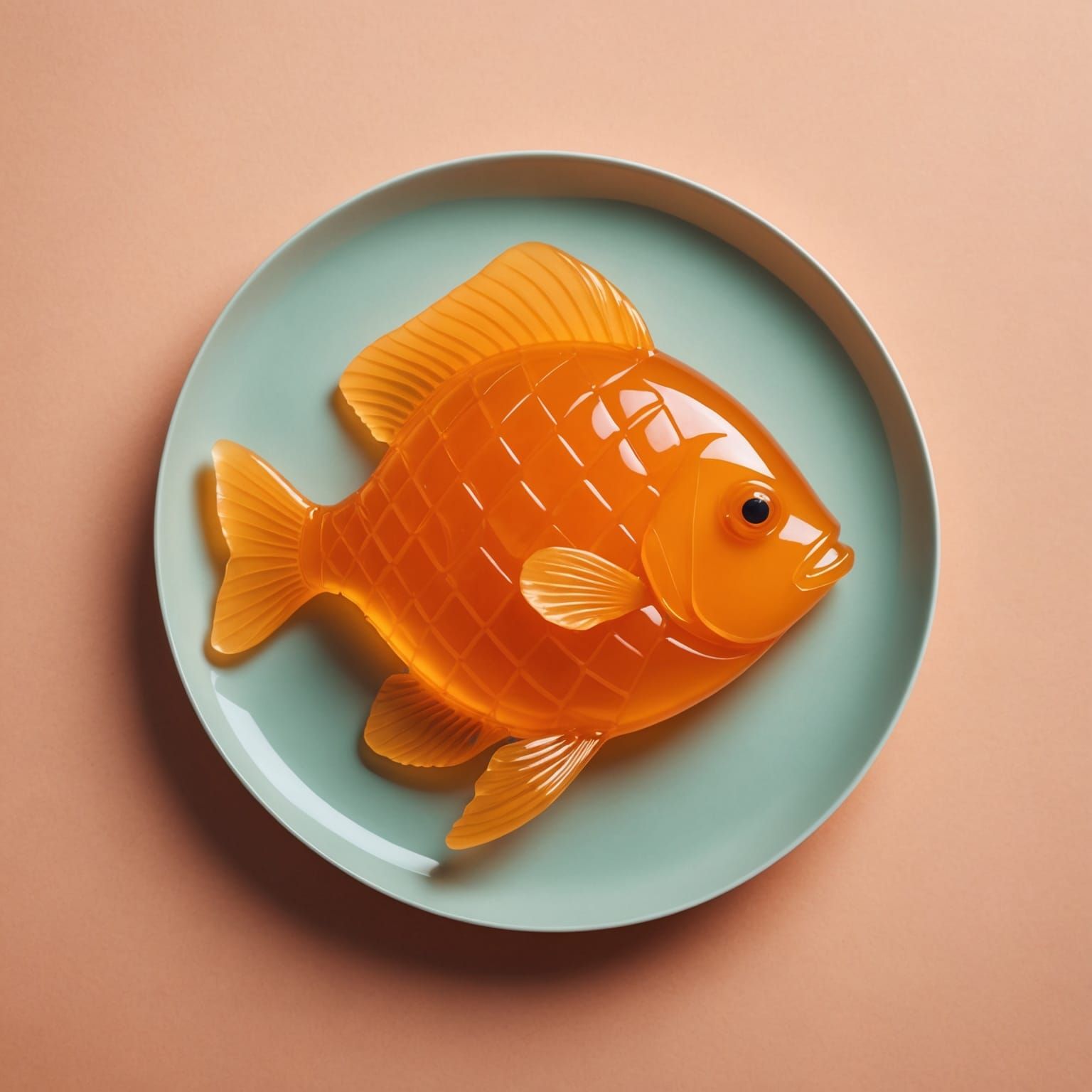 Orange Jelly Fish in Flat Minimal Style