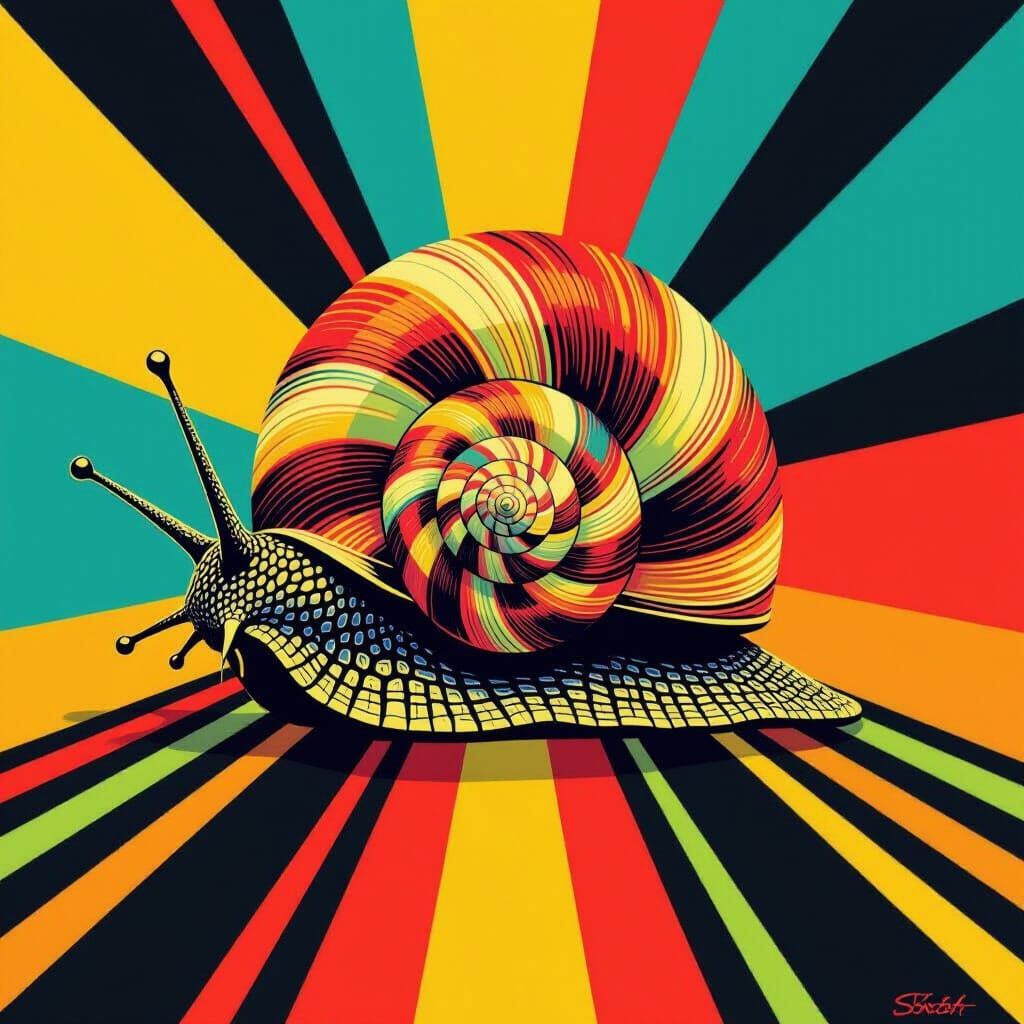 Geometric Snail in Pop Art Style