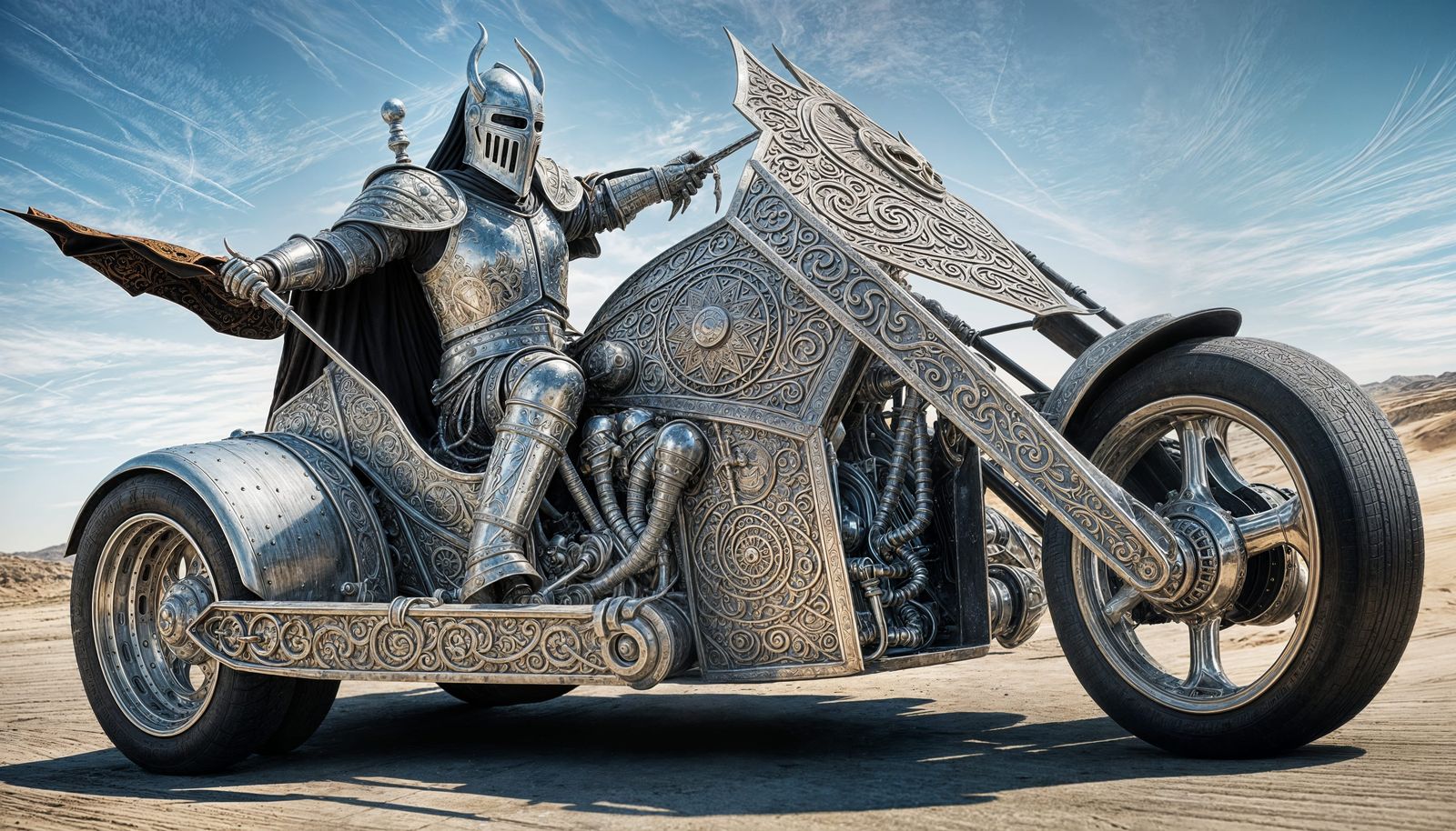 Medieval Knight Drag Race in Illuminated Manuscript Style