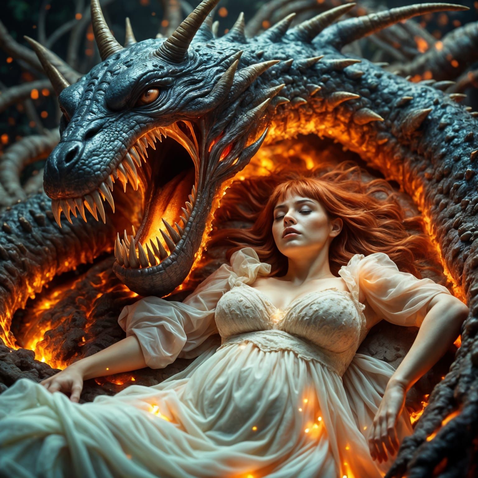 Ethereal Slumber Amidst Molten Chaos