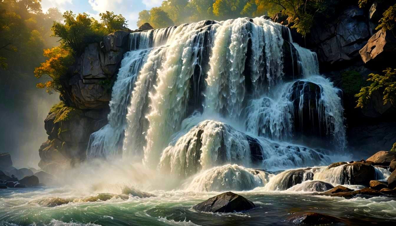 Hyperrealistic Waterfall Concept Art in Vivid Color