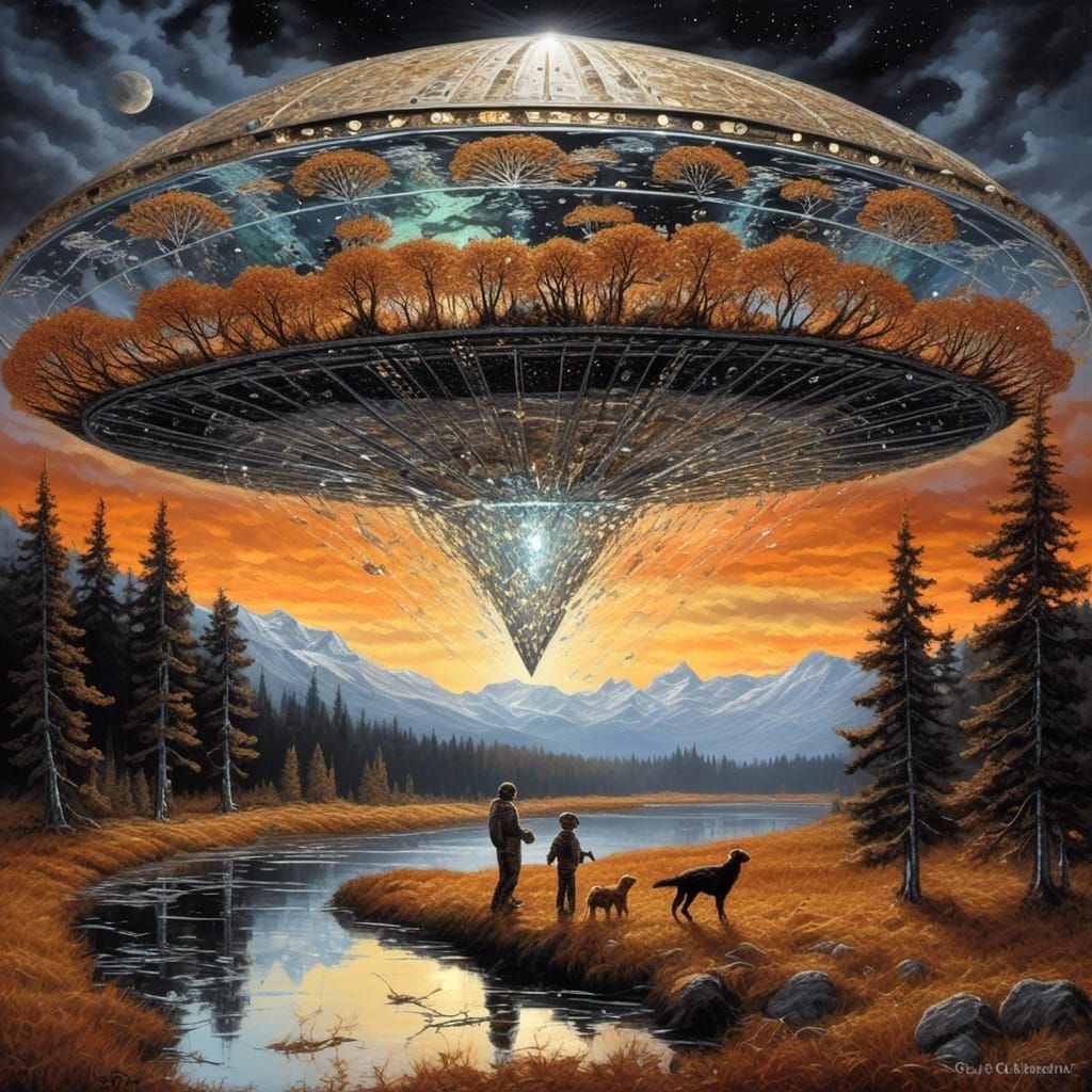 Macabre UFO in Diamond Painting Style
