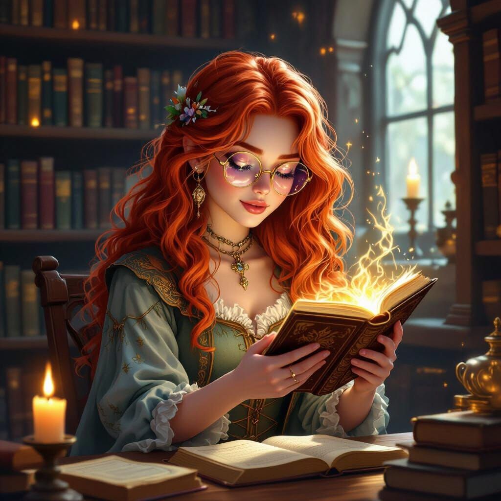 Agnes Jones: Aasimar Reaching for a Glowing Grimoire