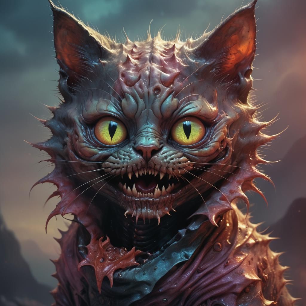 Evil Demon Kitten in Surreal Digital Art