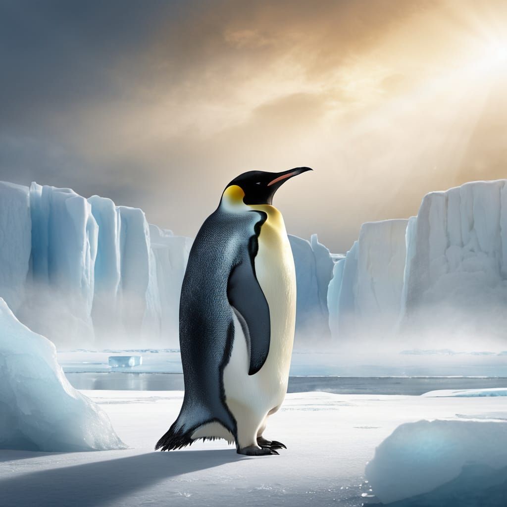 Vibrant Emperor Penguin in Icy Landscape