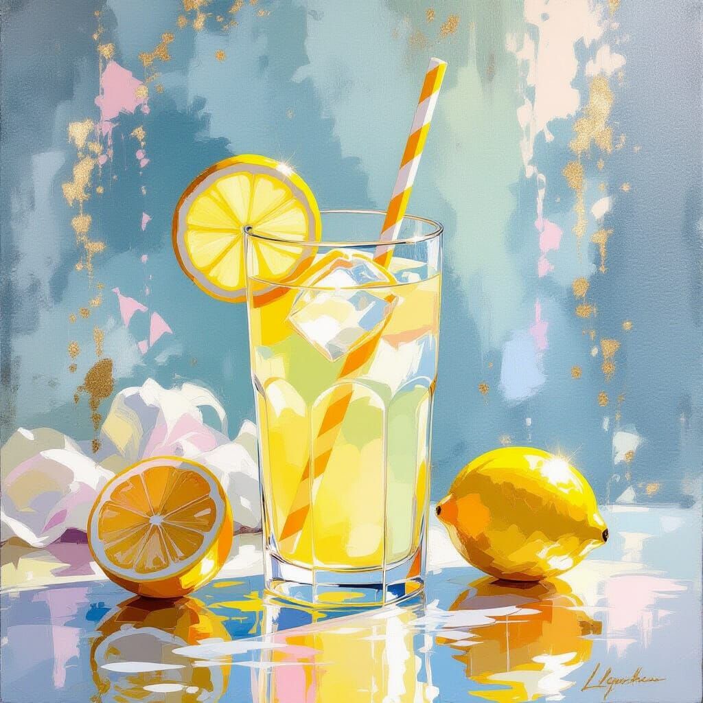 Metamodern Lemonade Painting: Pre-Raphaelite Rococo Fusion
