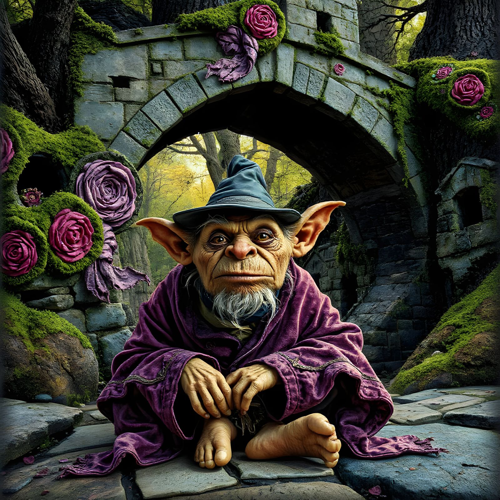 Kind Troll Under Stone Bridge: Whimsical 3D Caricature