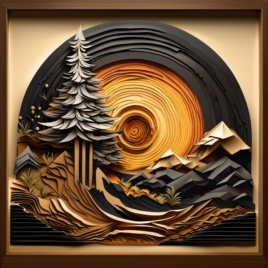 Geometric Origami Sun Over Bedrock City