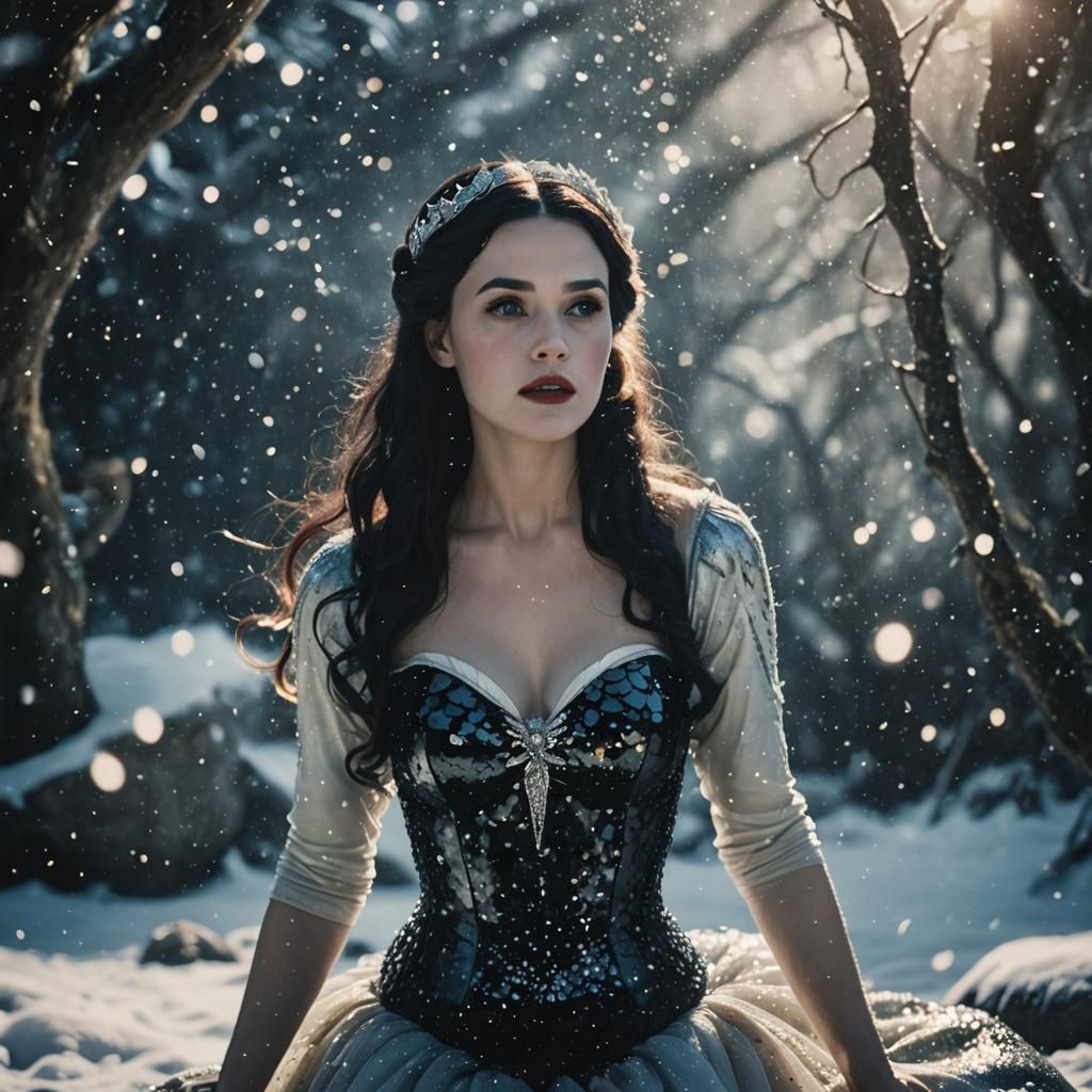 Snow White Space Mermaid with Black Sparkles
