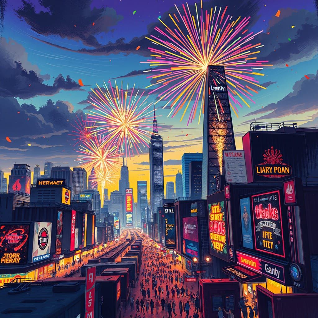 City firework new year