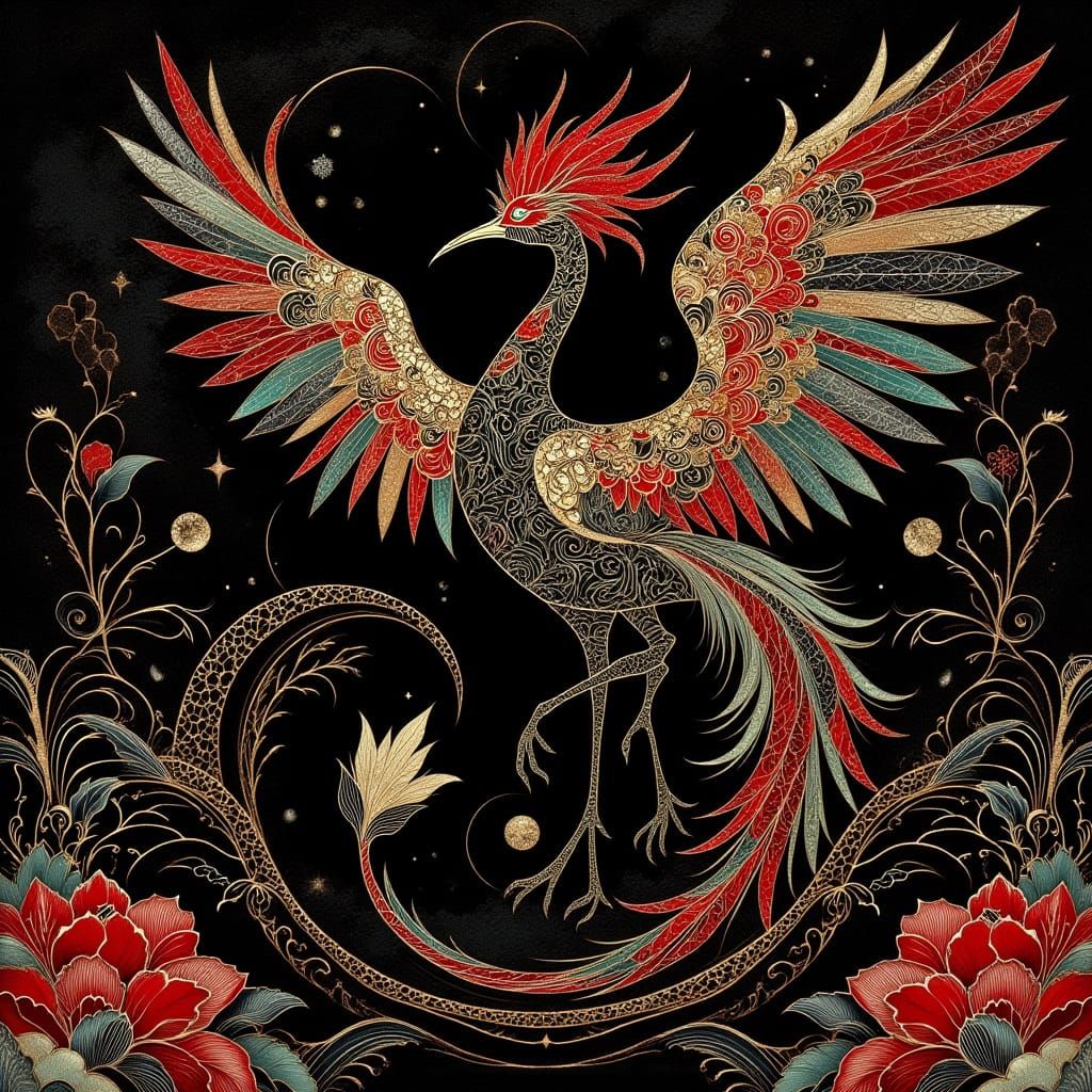 Psychedelic Crane-Dragon in Maquenda Style