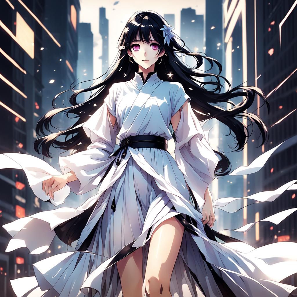 Anime-Style Young Woman with Magic Emanations