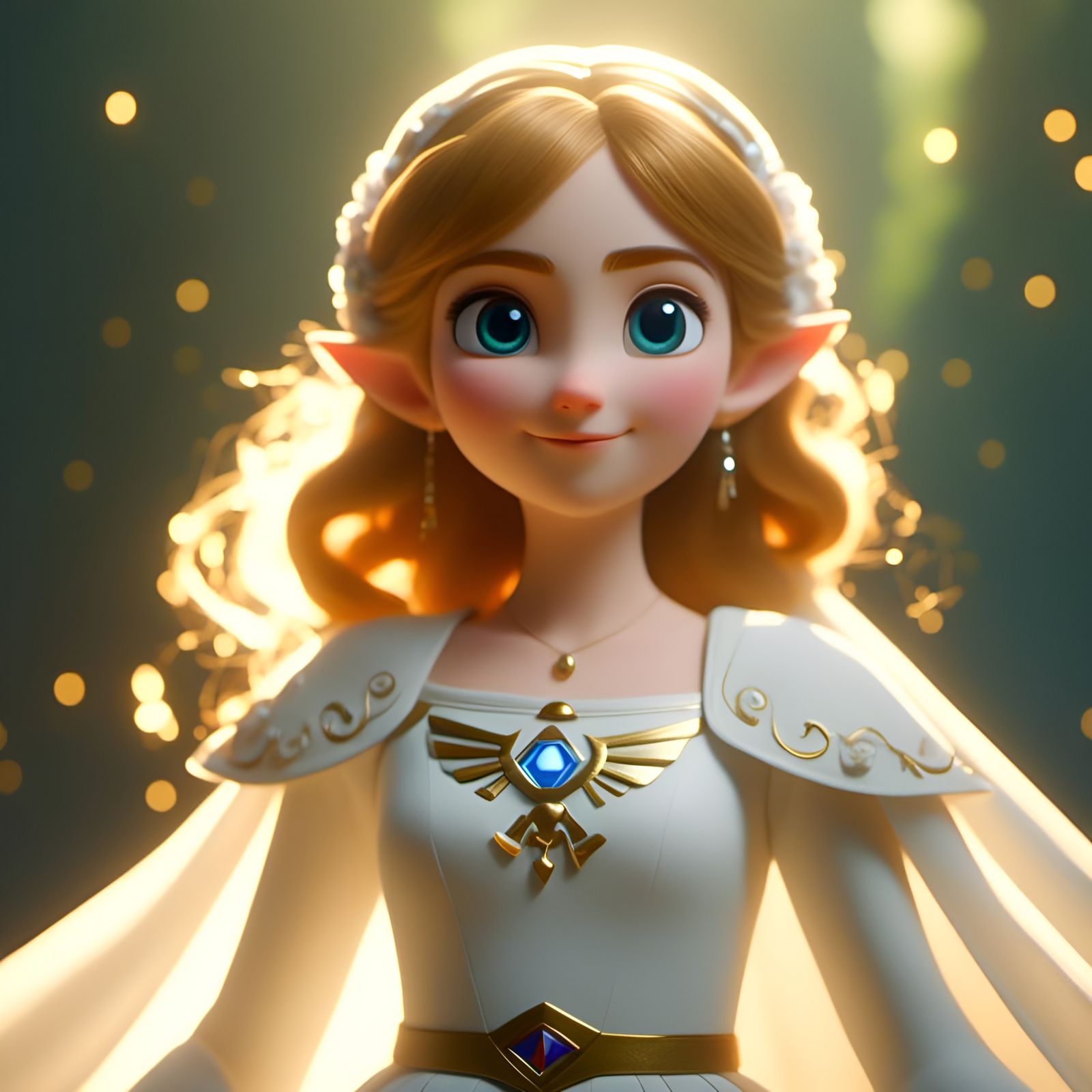 Portrait of Happy Zelda in White Dress