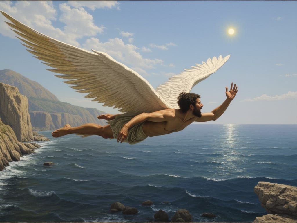 Icarus Falls to the Aegean Sea in Baroque Style