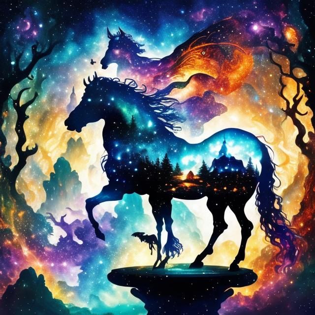 Fairy Horse Tarot Card in Art Nouveau Style