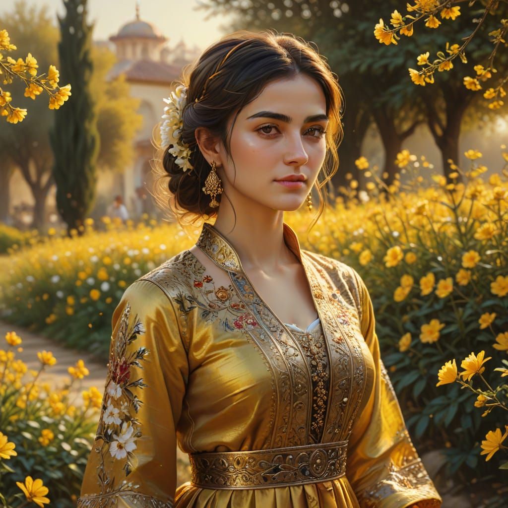 Woman in Turkish Dress: Impressionist Oil Painting