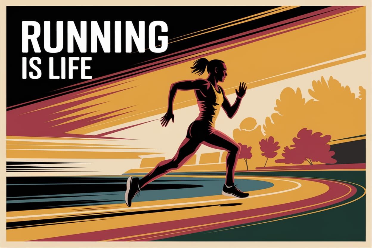 Running is Life: Vibrant Runner Poster in Golden Hour