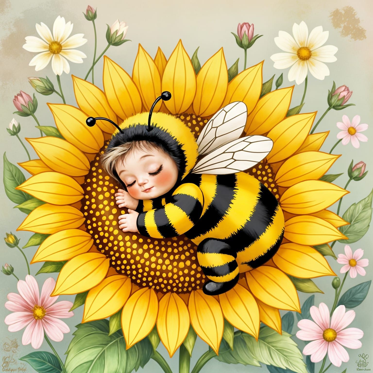 Adorable Sleeping Baby Bumblebee