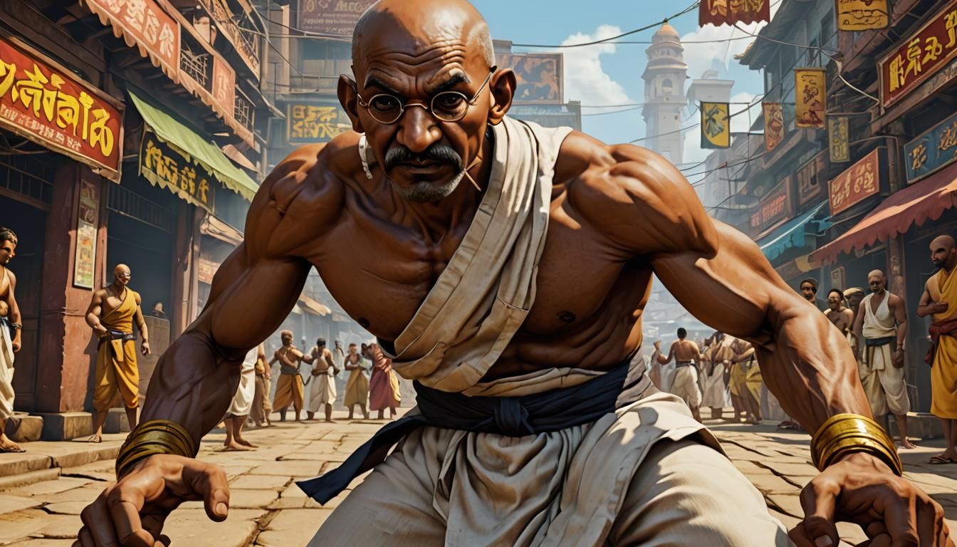 Mahatma Gandhi as a street fighter character