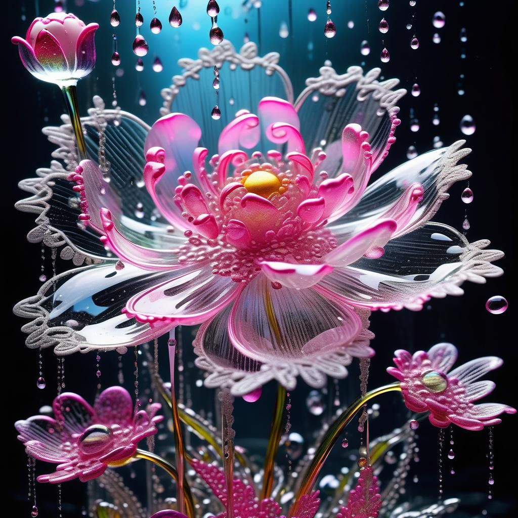 Pink Lace Flower in Glass Dreamscape