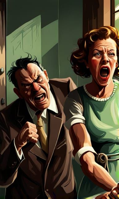 Disturbing Image of Domestic Abuse in Fantasy Art Style