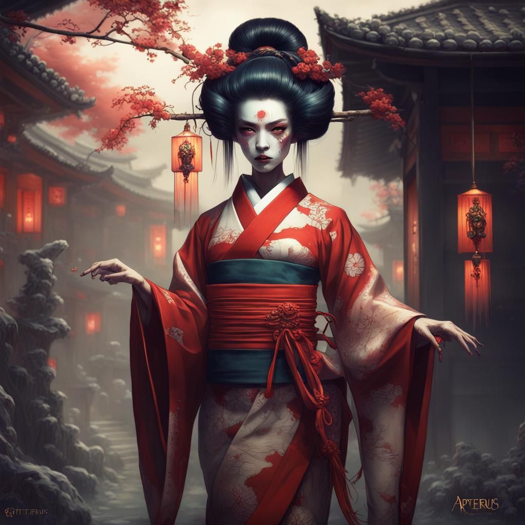 Haunted Japanese Geisha in Traditional Village