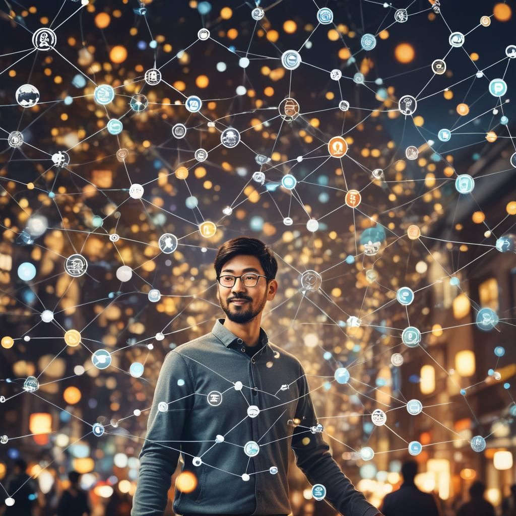 Internet of things, depicted as global connections, digital ...