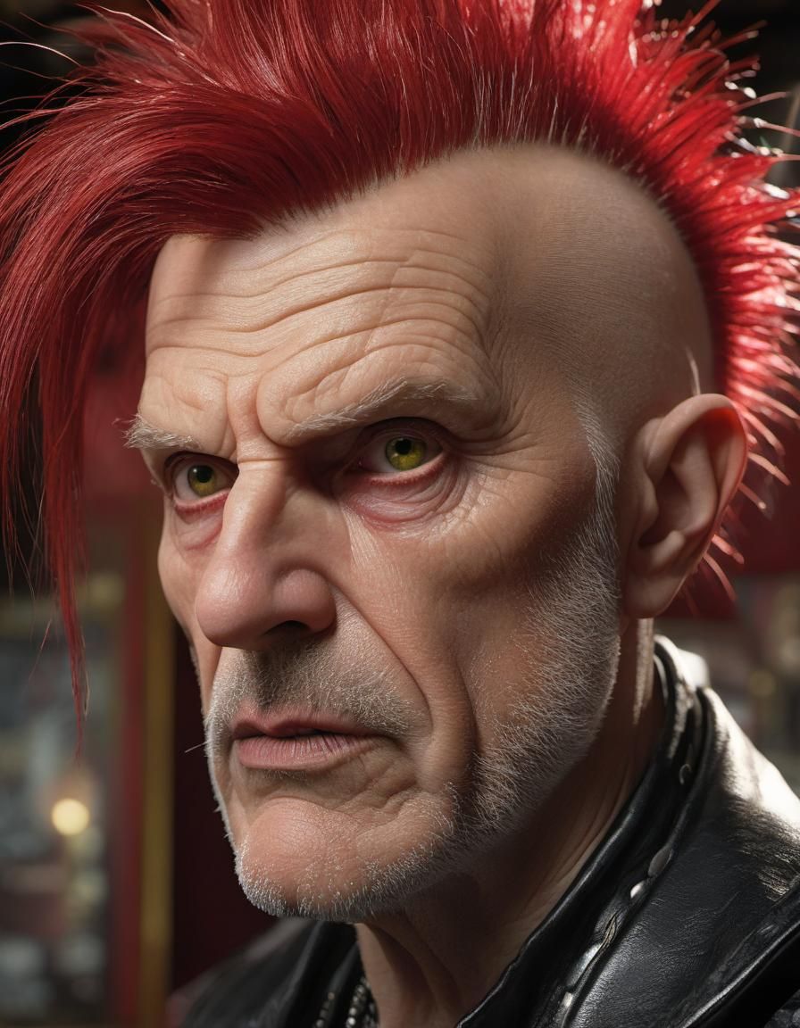 Photorealistic Close-Up: Red-Haired Punk Rocker