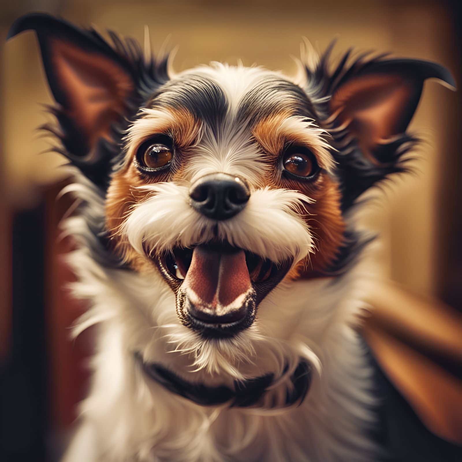 Adorable Smiling Fox Terrier Cross Chihuahua Portrait