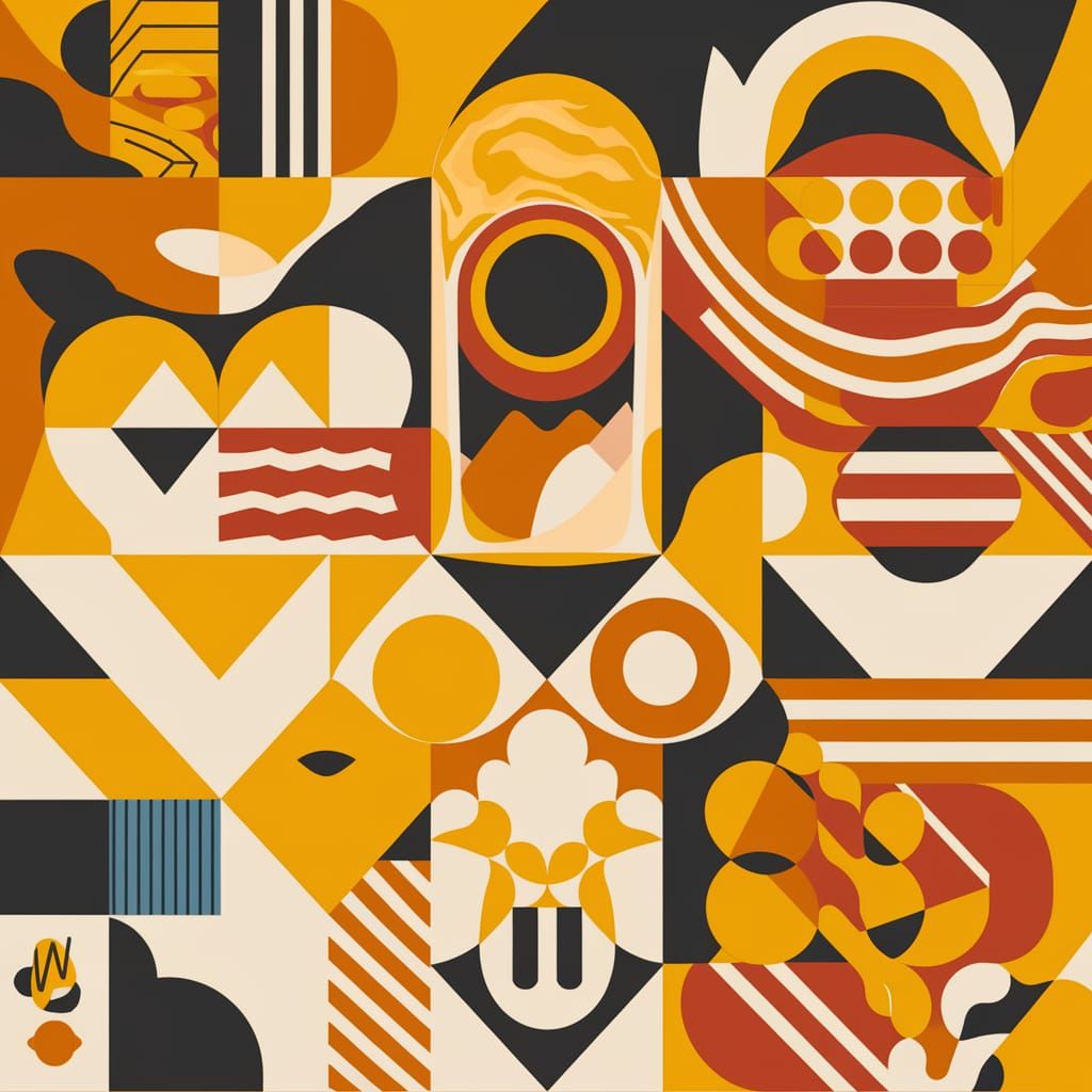 Wild Orange Yellow Abstract Geometric Futurism