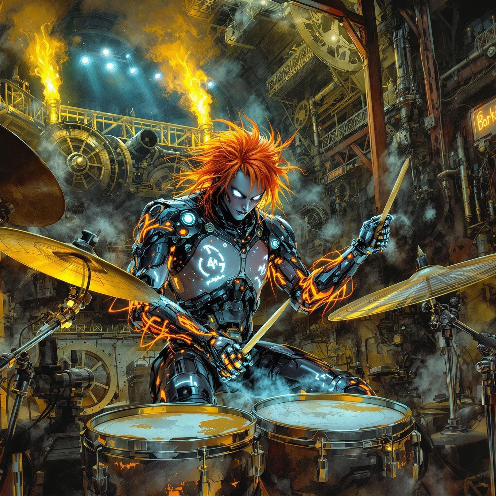 Gothic Cyborg Drummer with Bioluminescent Kit