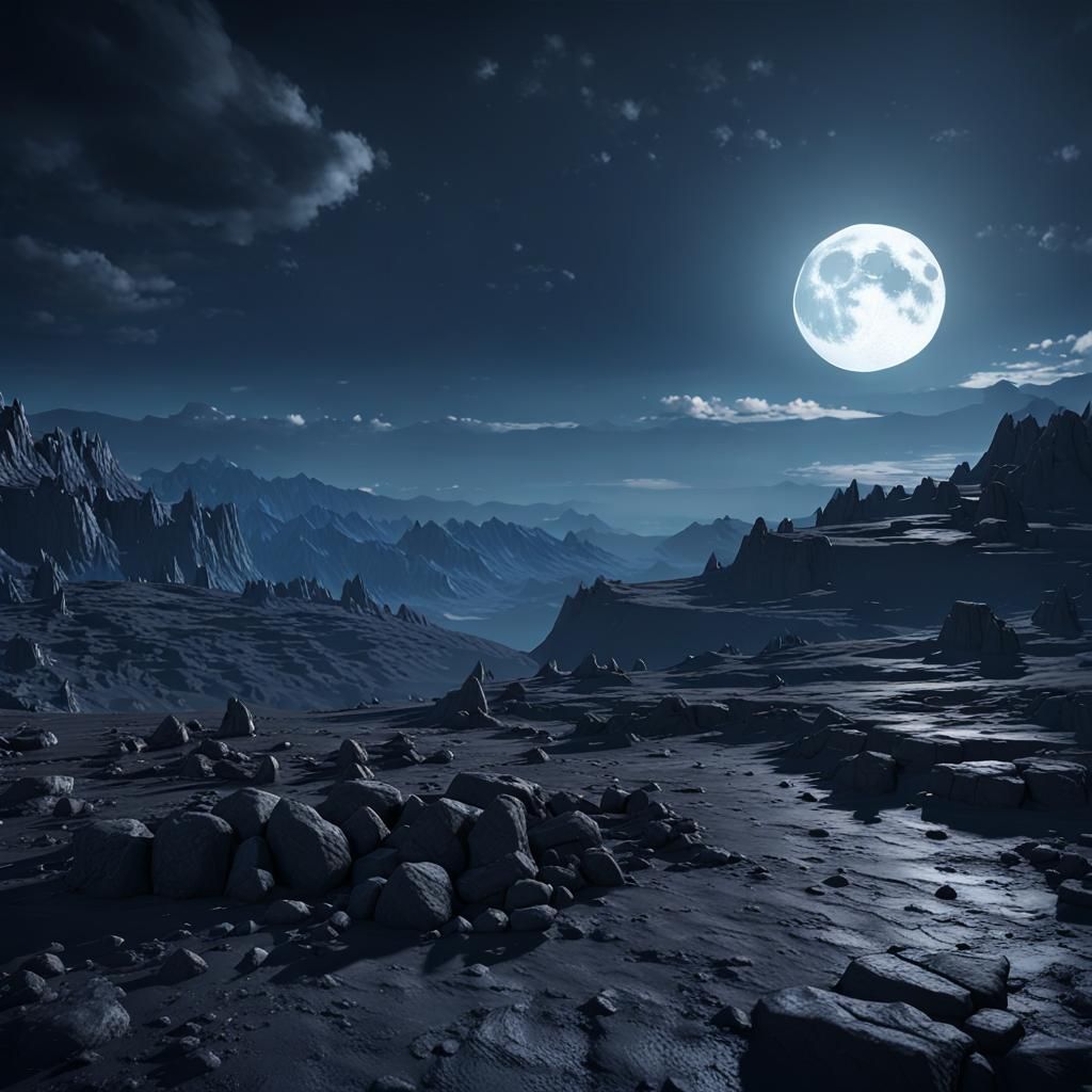 Dramatic Goth Moonscape in Cinematic 3D Render