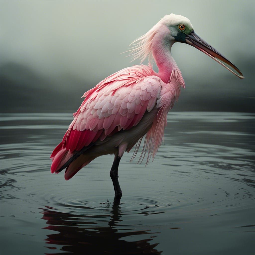 Ornate Roseate Spoonbill in Hyperrealistic Photography