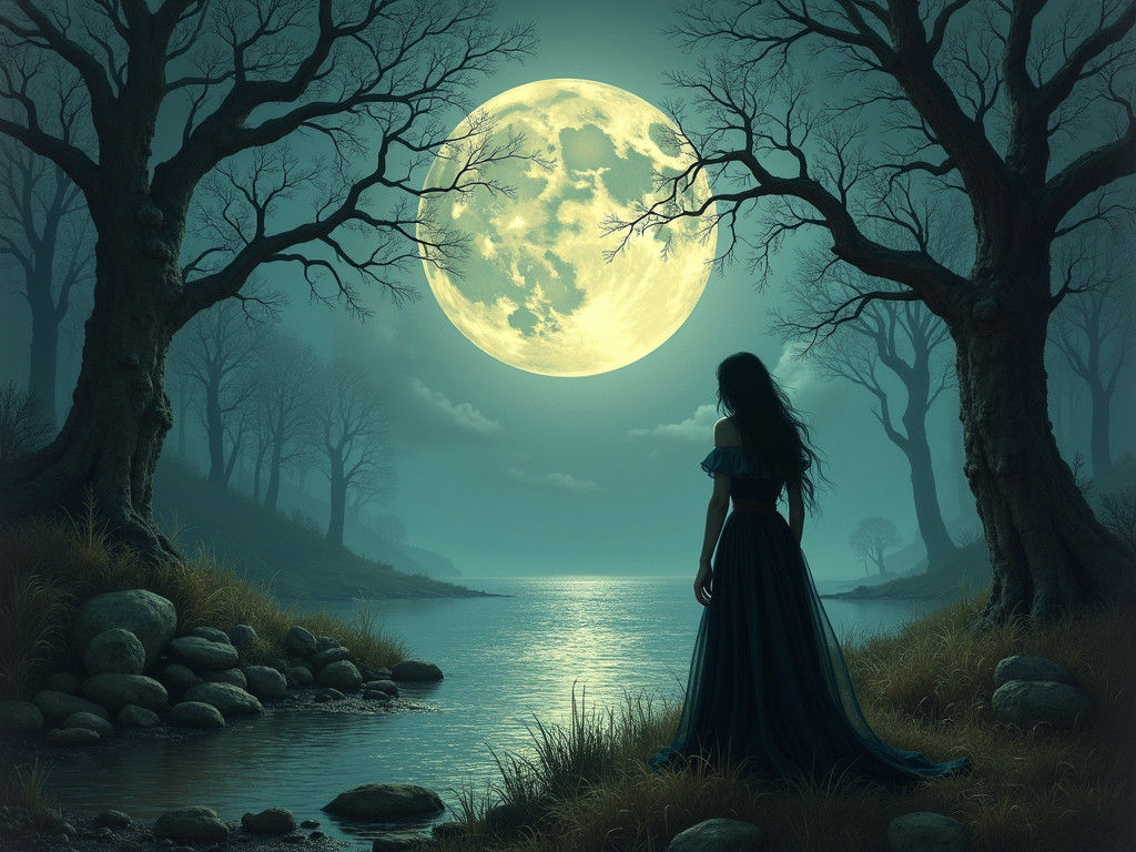 Wailing Woman Under the Waning Moon